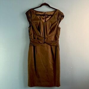 White‎ House Black Market Dress Women's Size 12 Black V Neck Pencil Cocktail